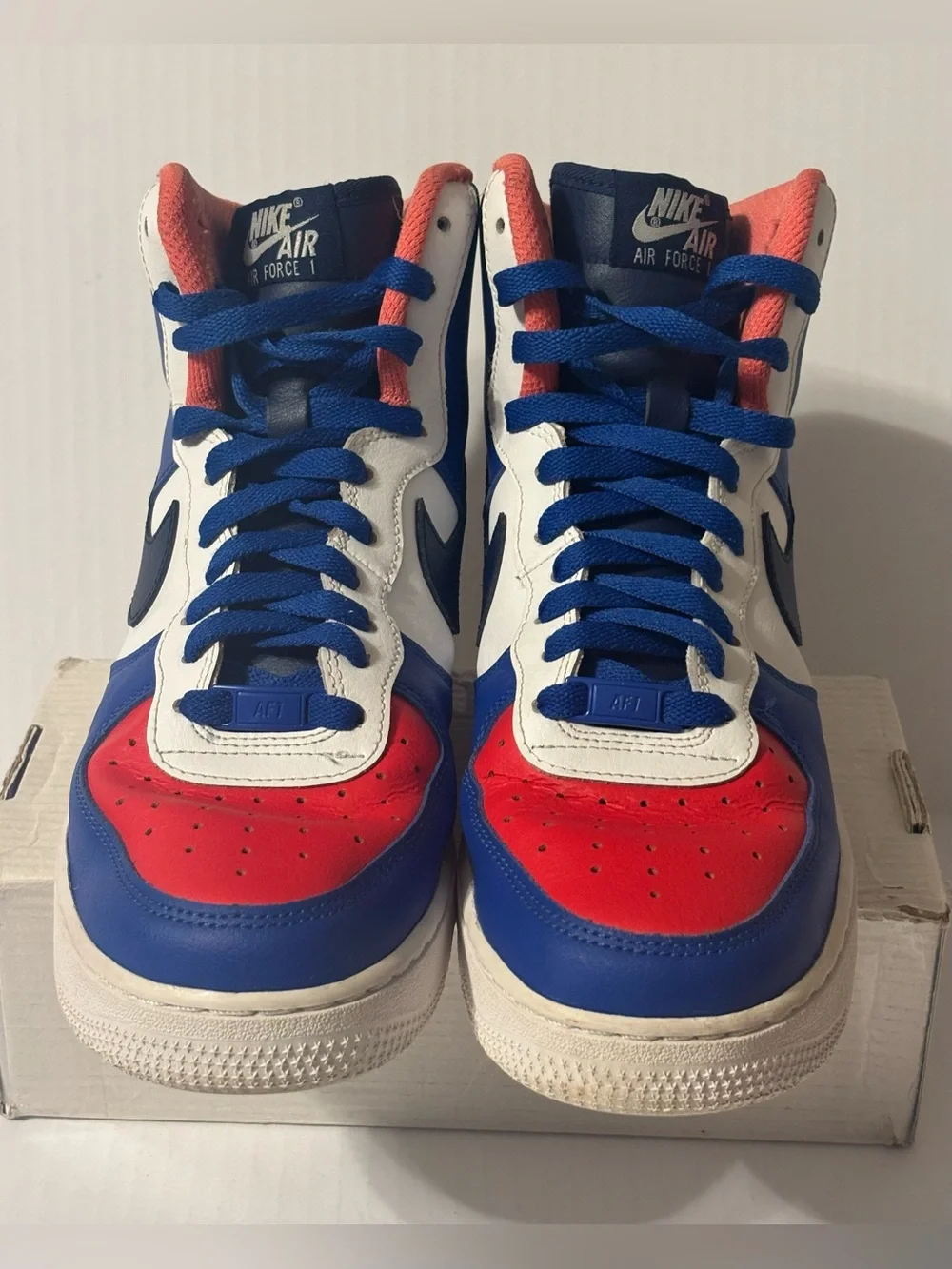 Nike Air Force 1 Custom by You Mens Size 7.5 Blue Red White
